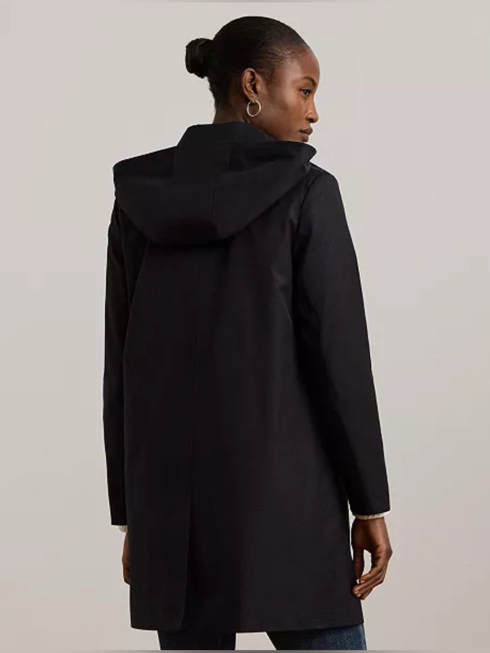 Ralph Lauren Dark Navy Water Resistant A Line Trench Coat with Hood Sz Small